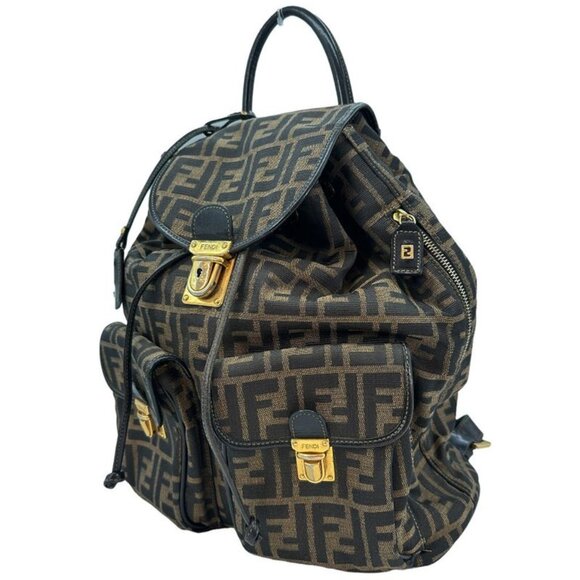 Fendi Zucca Pattern Canvas and Leather Backpack and Daypack main image 6